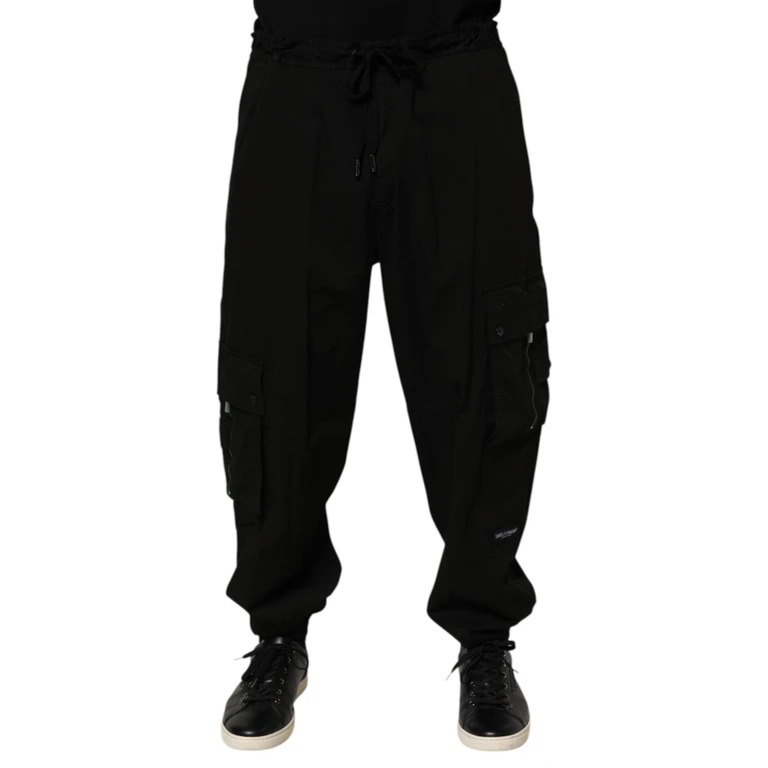 Dolce & Gabbana Black Cotton Cargo Jogger Sweatpants Pants Elastane - Men