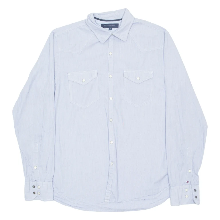 TOMMY HILFIGER Mens Plain Shirt Blue Long Sleeve M (VV3-231224-6025)