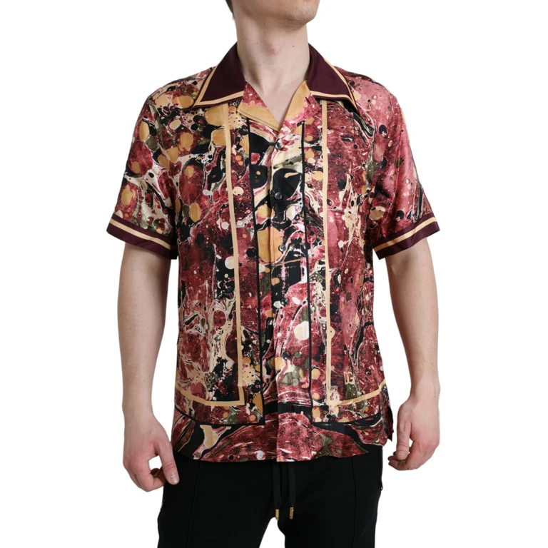 Dolce & Gabbana Multicolor Button Down Silk Shirt - Men