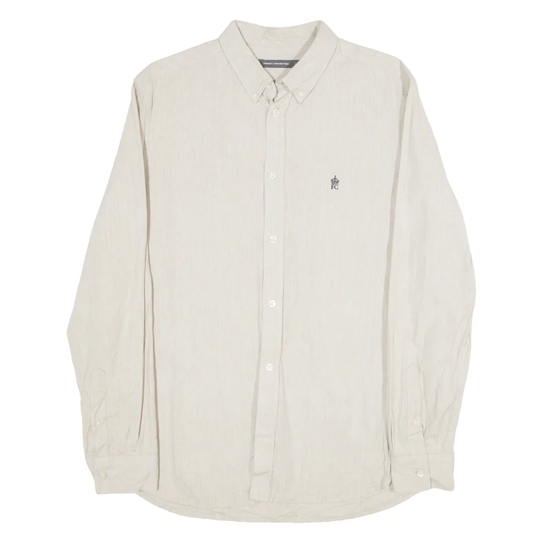 FRENCH CONNECTION Mens Plain Shirt Grey Long Sleeve L