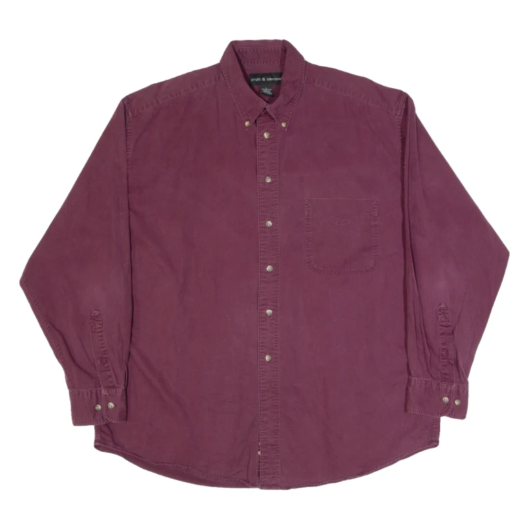 CROFT & BARROW Mens Plain Shirt Maroon Plaid Long Sleeve L
