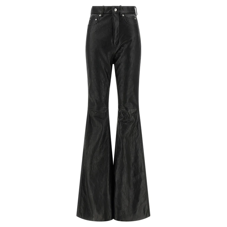 Rick Owens Black Lamb Leather Pants - Women