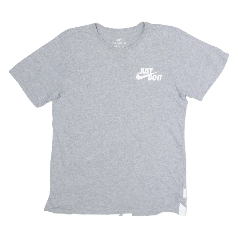 NIKE Just Do It Athletic Cut Mens T-Shirt Grey Crew Neck S