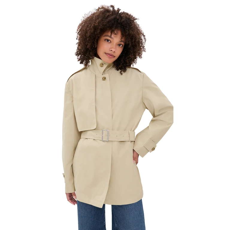 Cotton Blend Short Trench Jacket Lt Maiz M