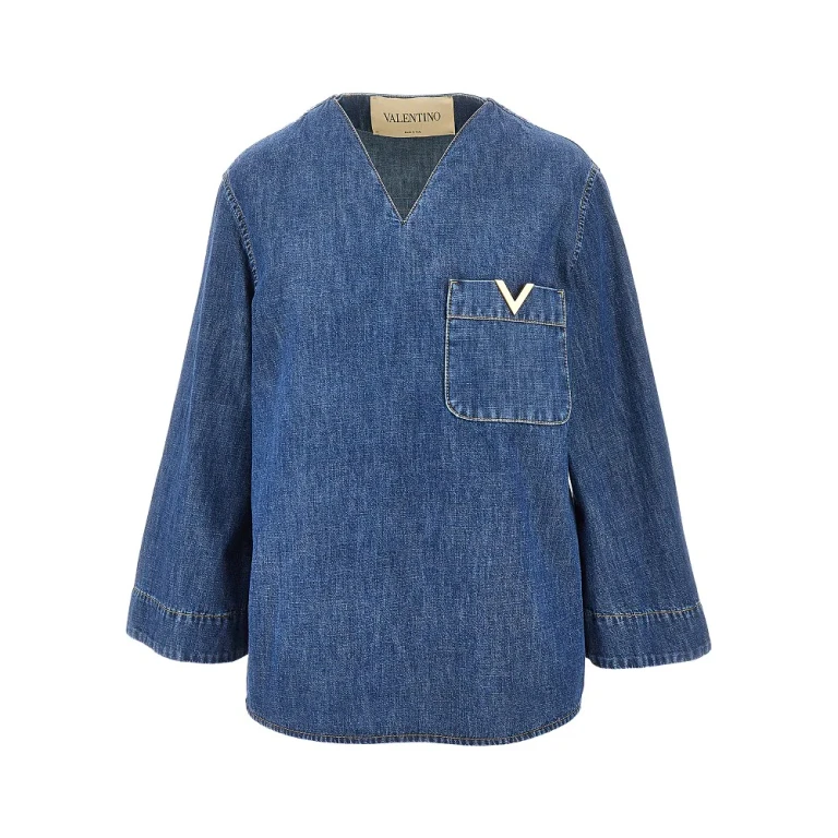 Valentino V Gold 细节牛仔衬衫