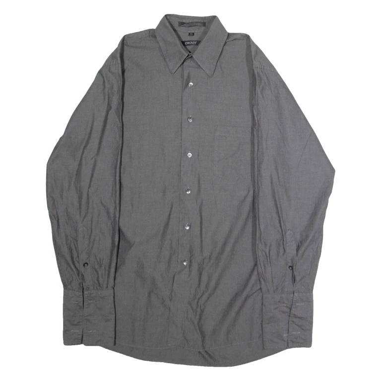 DKNY Mens Formal Shirt Grey Long Sleeve L