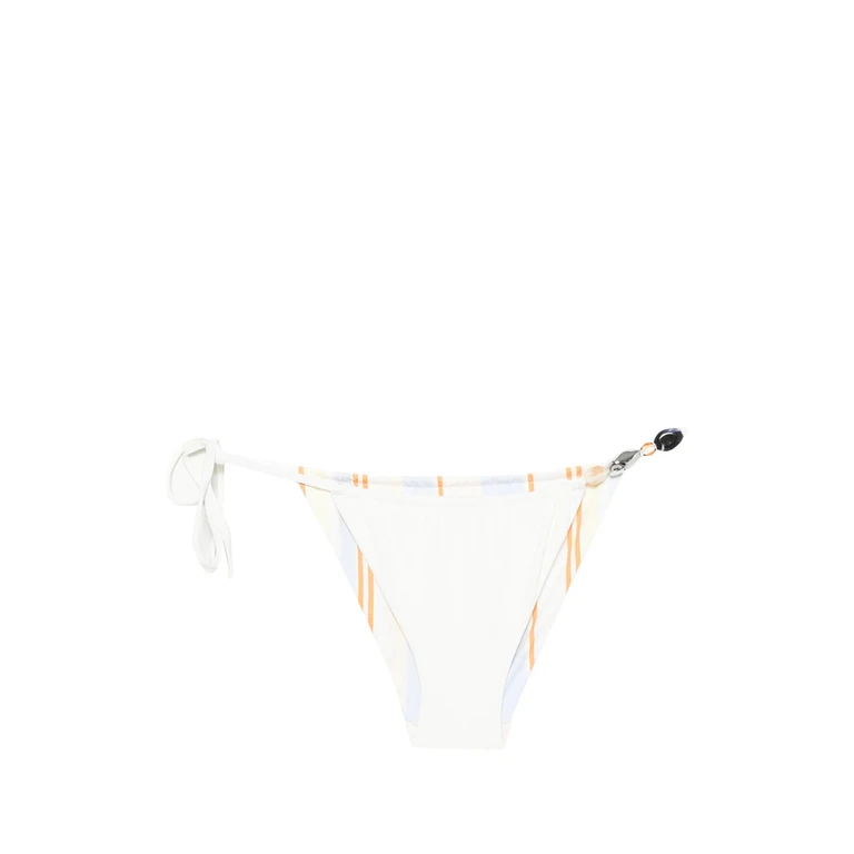 Bead-embellished Striped Bikini Bottoms