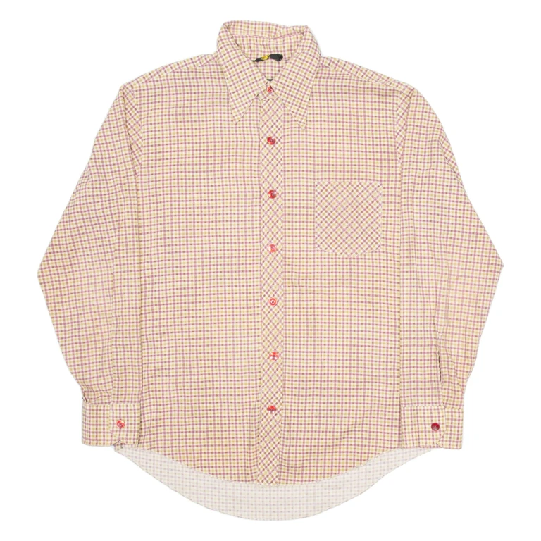 H.I.S Mens Shirt Beige Check Long Sleeve L