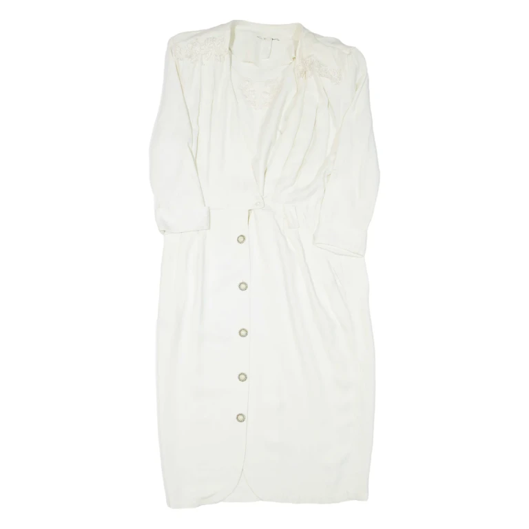Womens Day Dress White Knee Length L