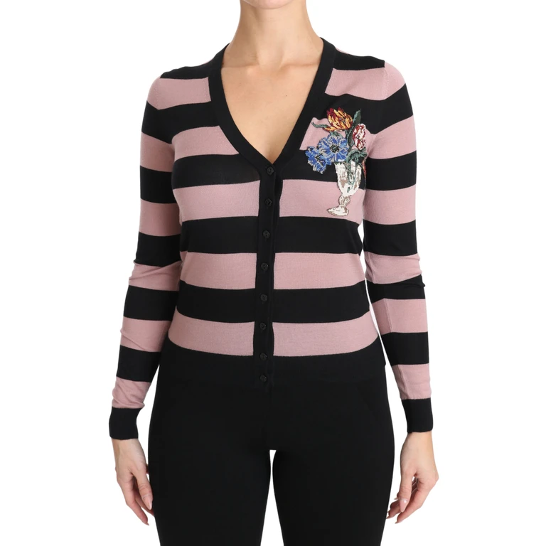 Dolce & Gabbana Pink Floral Cashmere Cardigan Sweater Clothing - Women