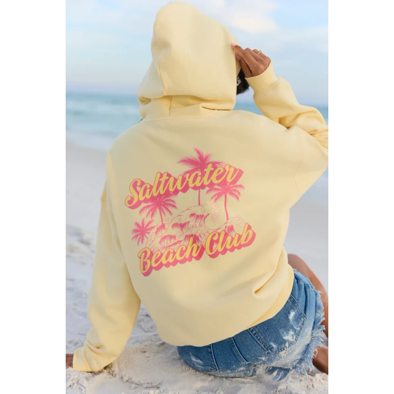 Saltwater Beach Club Yellow Graphic Hoodie
