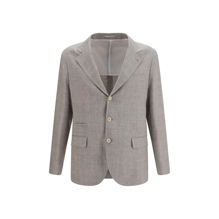 Brunello Cucinelli Beige Linen Full-Length Jacket Clothing - Men