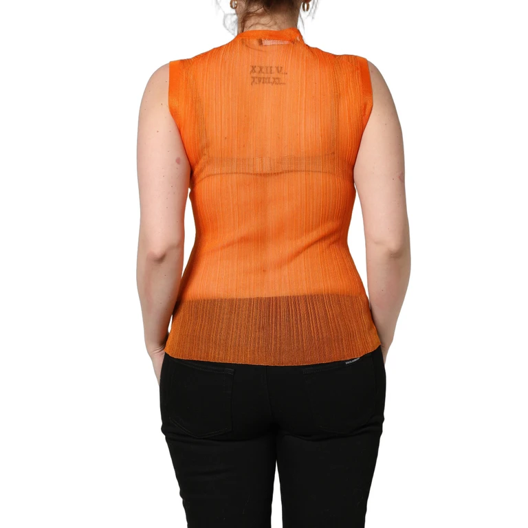 Dolce & Gabbana Orange See Through Crew Neck Blouse Tank Top Polyester - Women