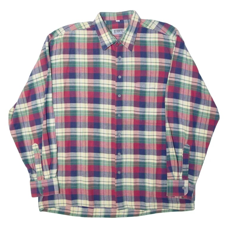 ALEXANDRE Mens Shirt Red Check Long Sleeve L