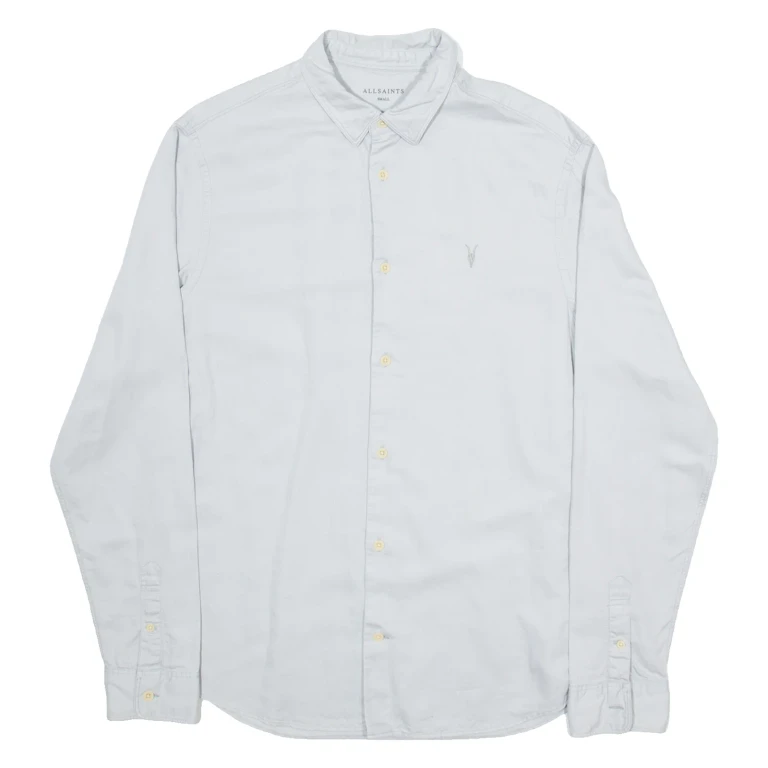 ALL SAINTS Mens Plain Shirt Grey Long Sleeve S