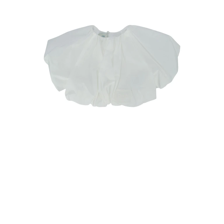 Fendi Kids Top Popeline Gesso Co F:co Ricamo:pl Bott:mdp Maglie