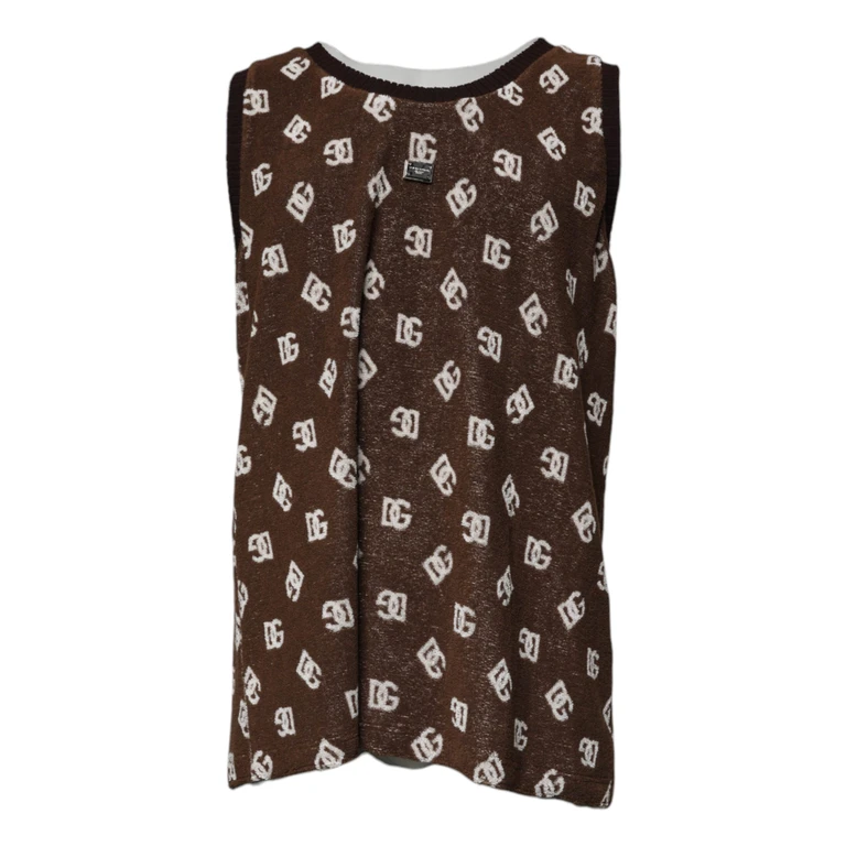 Dolce & Gabbana Brown Logo Monogram Cotton Crew Neck T-Shirt Nylon - Men