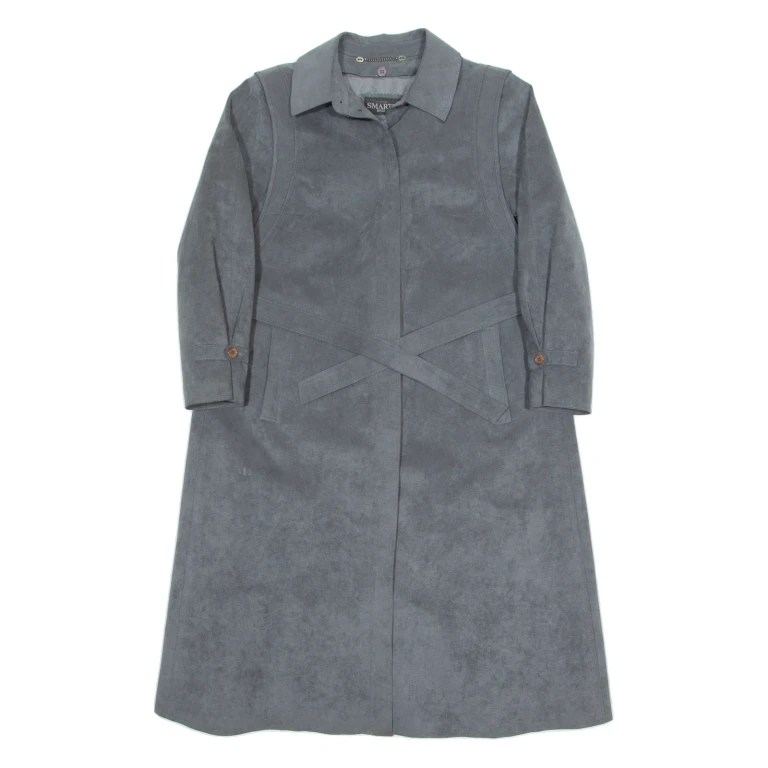 SMARTI Belted Suede Feel Womens Trench Coat Grey M