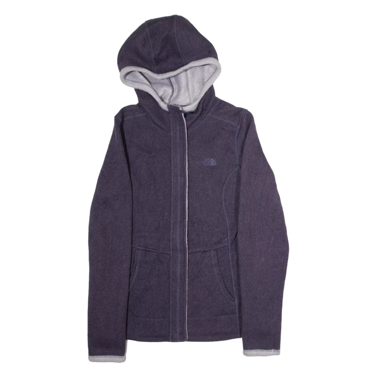 THE NORTH FACE Womens Fleece Jacket Purple Knit Hooded S