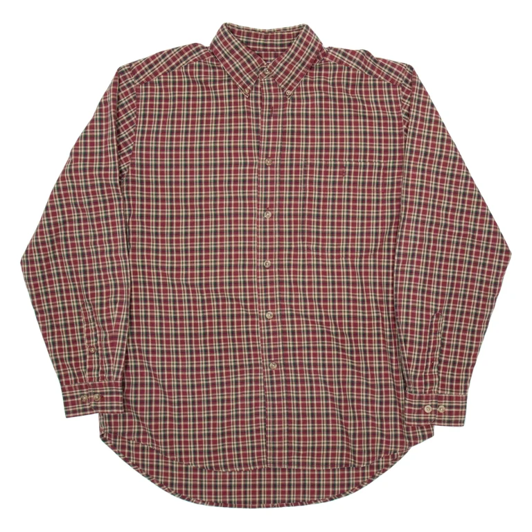 WRANGLER Rugged Wear Mens Shirt Red Check Long Sleeve L