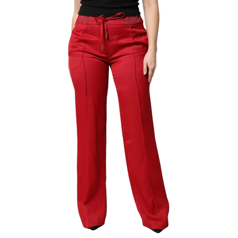 Dolce & Gabbana Red Viscose Straight Fit Pants - Women