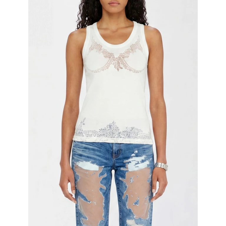 Slim Fit Sleeveless Lace and Cotton-Blend Crew Neck Top (P017990SPFB100)