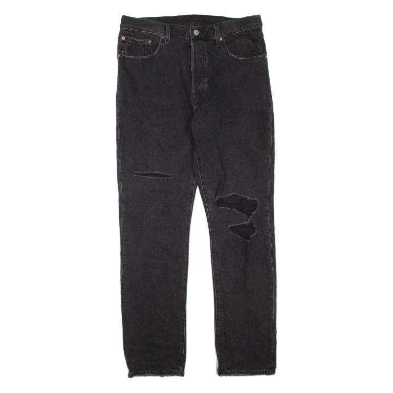 LEVI'S 501 Jeans Distressed Womens Black Regular Straight W31 L32