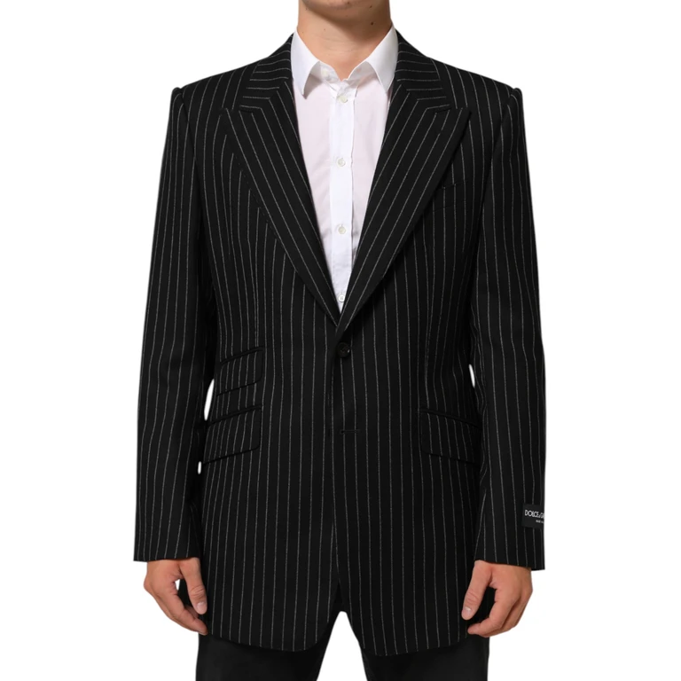 Black Stripes 2 Buttons Suit Jacket Blazer Pl+wo - Men