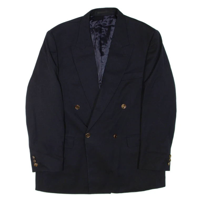 Mens Blazer Jacket Blue Wool XL