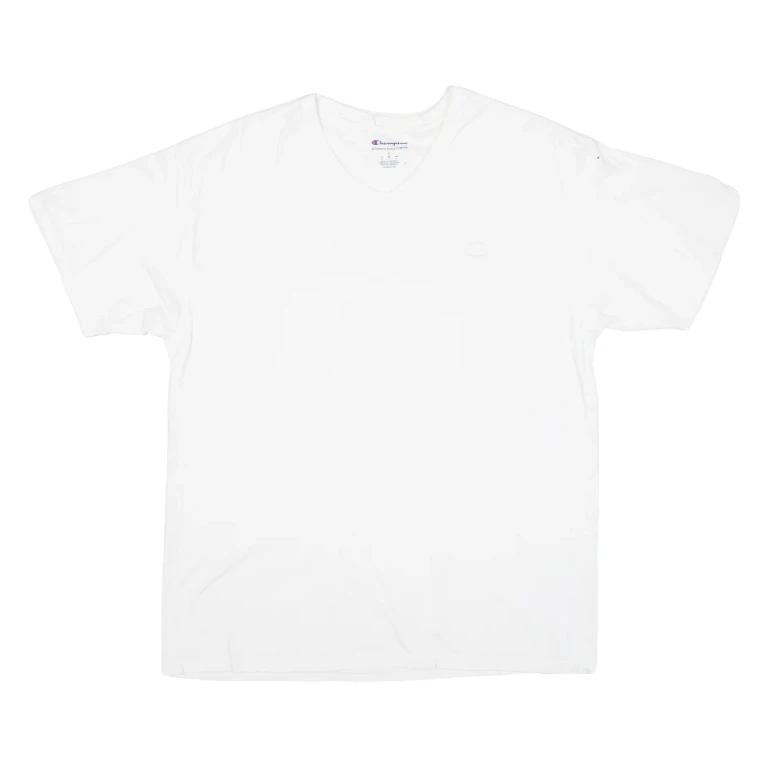 CHAMPION Mens T-Shirt White V-Neck L