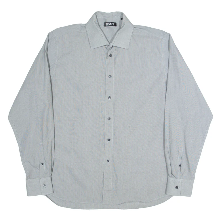 DKNY Mens Shirt Black Pinstripe Long Sleeve XL
