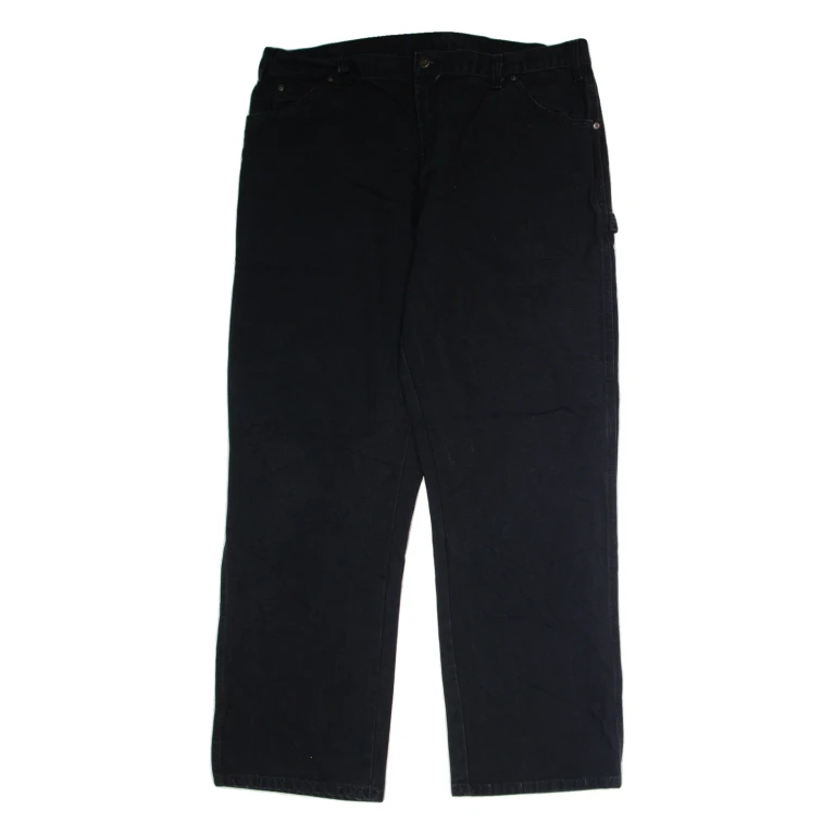 DICKIES Workwear Carpenter Mens Canvas Trousers Black Regular Straight W40 L32