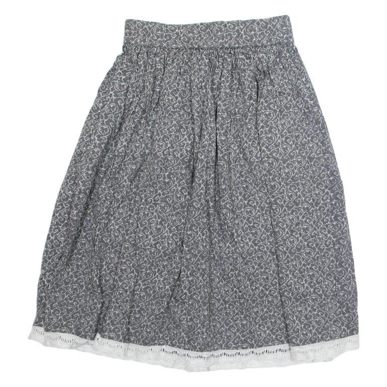 Womens A-Line Skirt Black Knee Length Crazy Pattern S