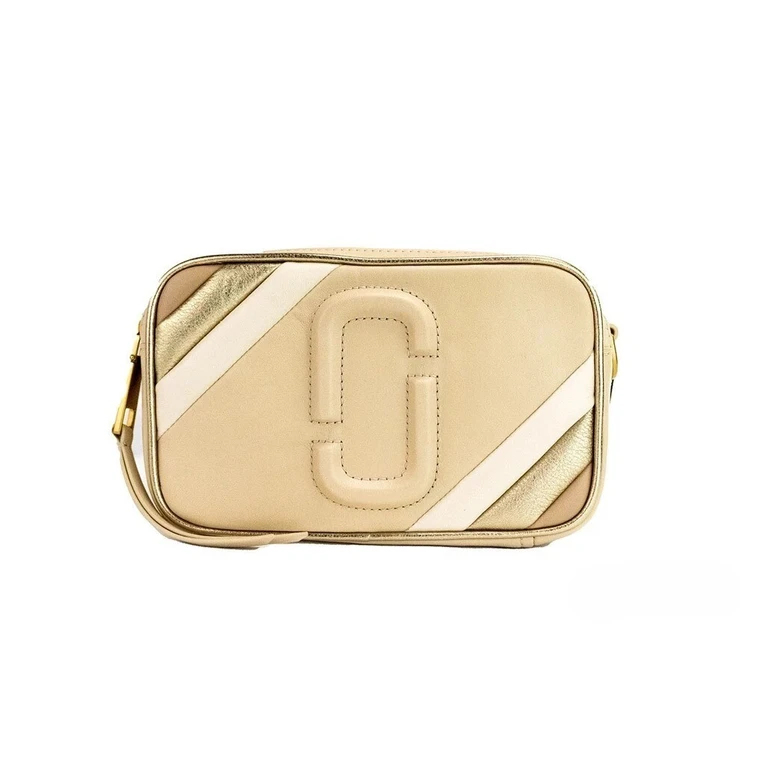 Marc Jacobs The Moto Shot 21 Curds Leather Camera Crossbody Purse Bag Gold - Women