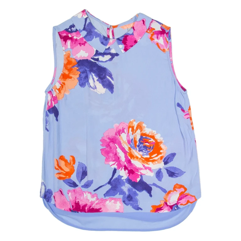 JOULES Womens Printed Vest Blue Collared Sleeveless Floral UK 10