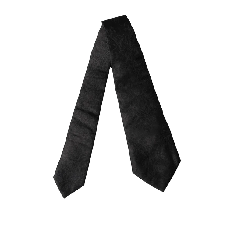 Dolce & Gabbana Black Paisley Woven Silk Adjustable Women Necktie Tie - Women
