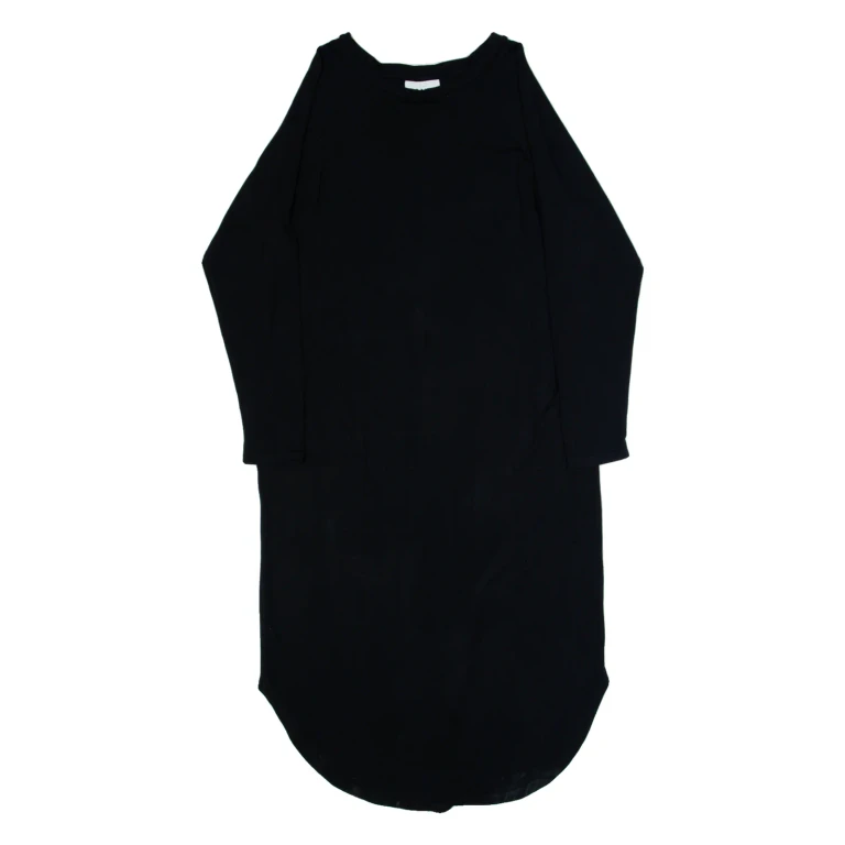 GANNI Womens T-Shirt Dress Black Long Sleeve Midi XL