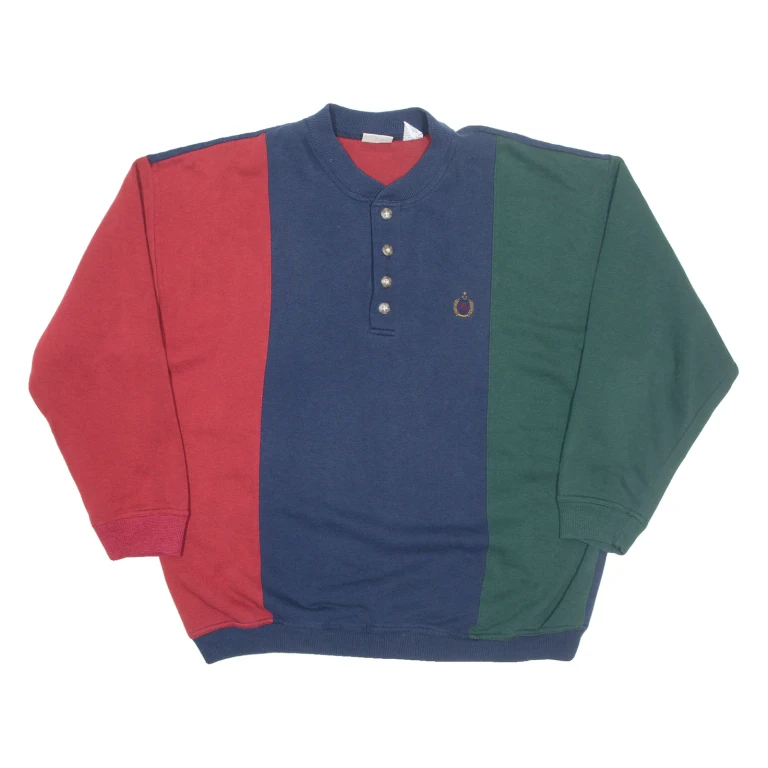 BUGLE BOY Mens Sweatshirt Blue Button Neck XL