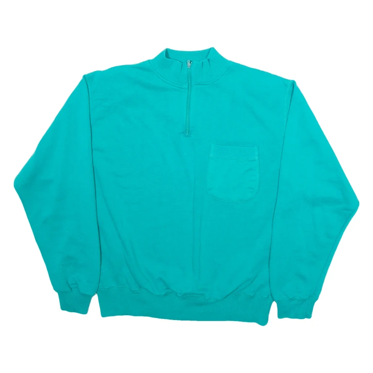 DIVERSITY Womens Jumper Green 1/4 Zip Tight Knit L