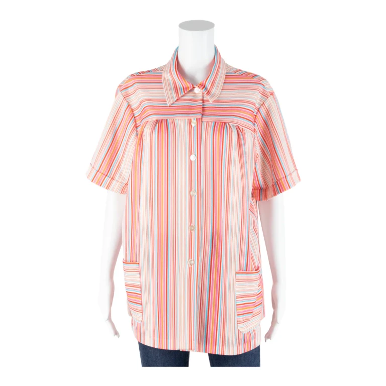 LAND 'N' SEA Stretch Womens Blouse Shirt Red Collared 90s Striped XL
