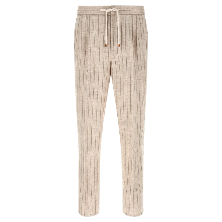 Brunello Cucinelli Beige Linen Casual Pants - Men