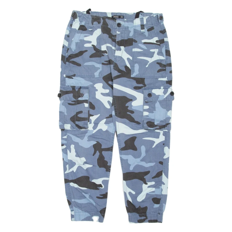 BERSHKA Womens Trousers Blue Regular Tapered W32 L24
