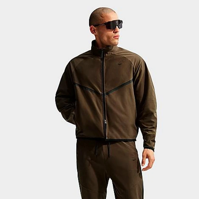 Nike Men's Sportswear Tech Dri-FIT Shori Knit Track Jacket in Dark Hazel/Black Size: XS