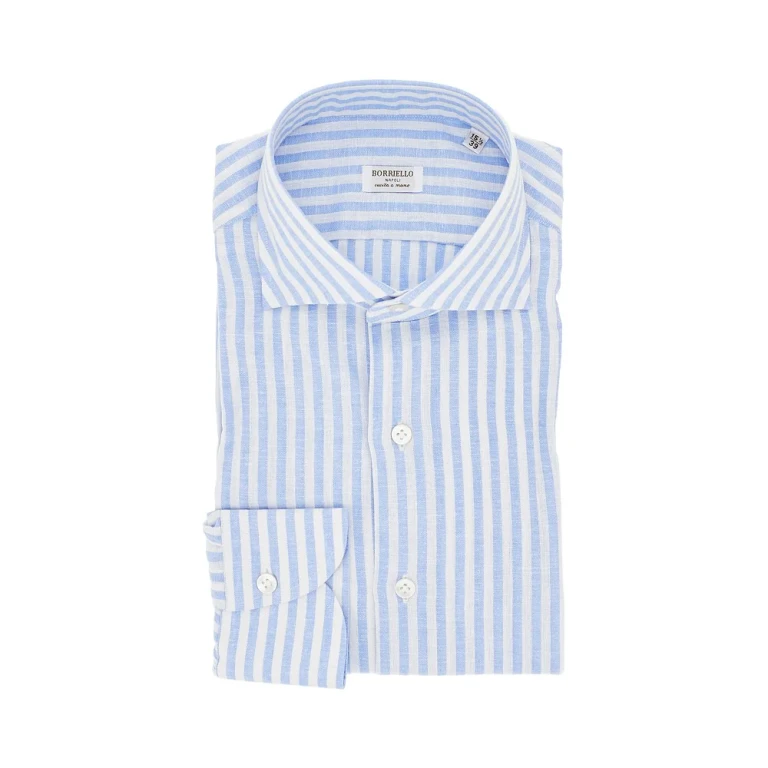 BORRIELLO NAPOLI Striped cotton and linen shirt Man 39