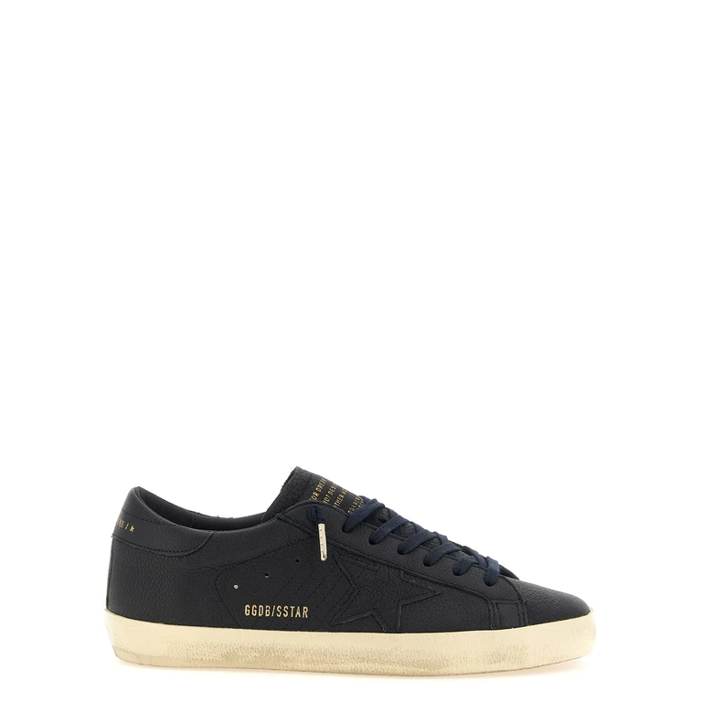Blue Cowhide Low Top Sneakers - Men