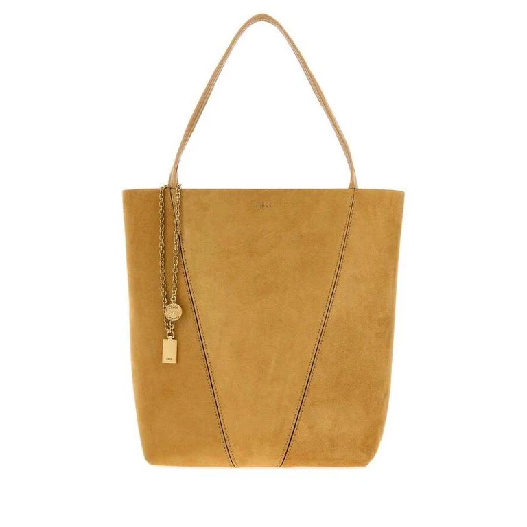 Mustard Suede Chlo㨠Spin Shopping Bag Bleachedbrown Borse A Mano