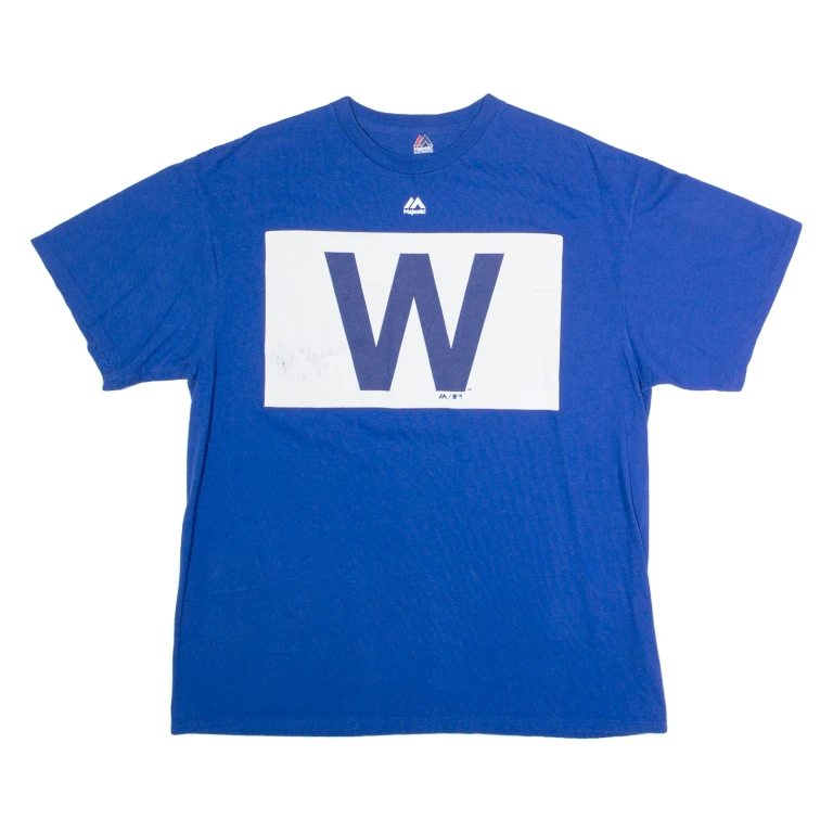 MAJESTIC Chicago Cubs Mens T-Shirt Blue USA Crew Neck XL