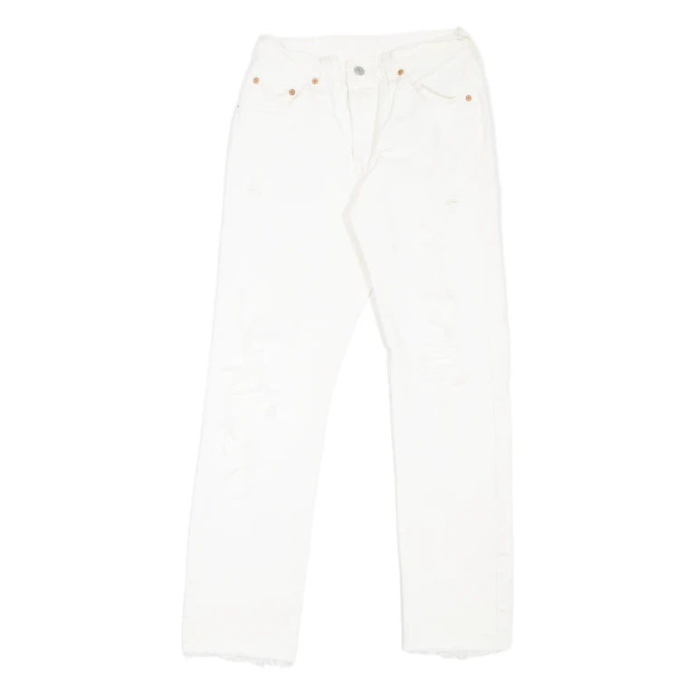LEVI'S 501 Jeans Distressed Womens White Regular Straight W26 L27