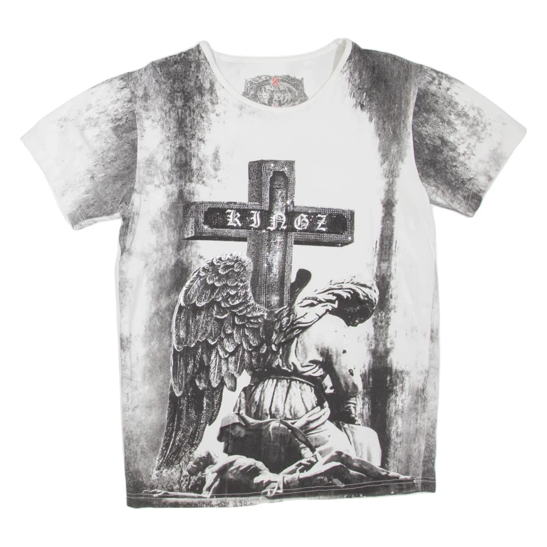 Mens T-Shirt Grey Crew Neck L
