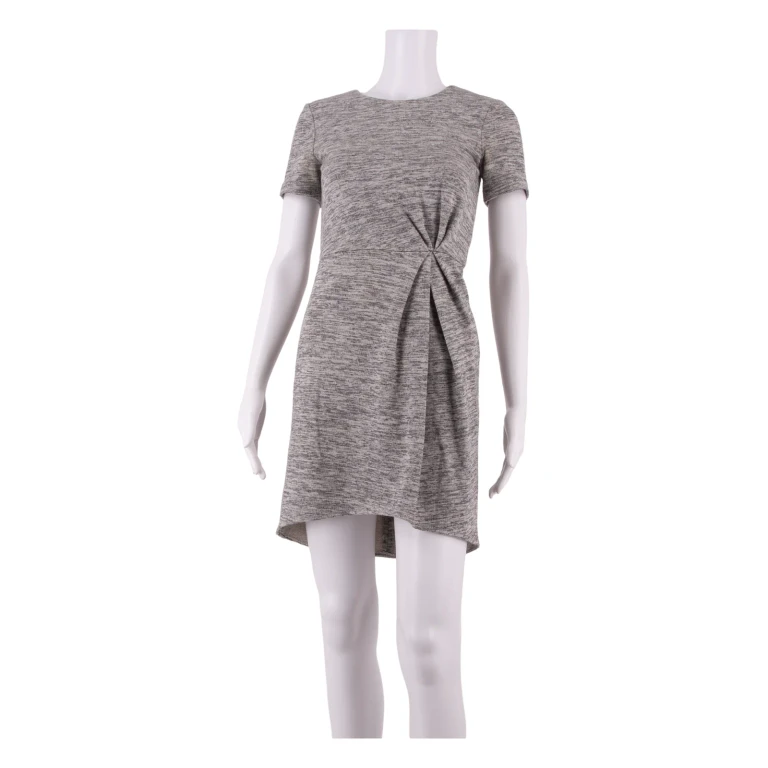 TIBI Womens Fit & Flare Dress Grey Short Sleeve Short UK 4